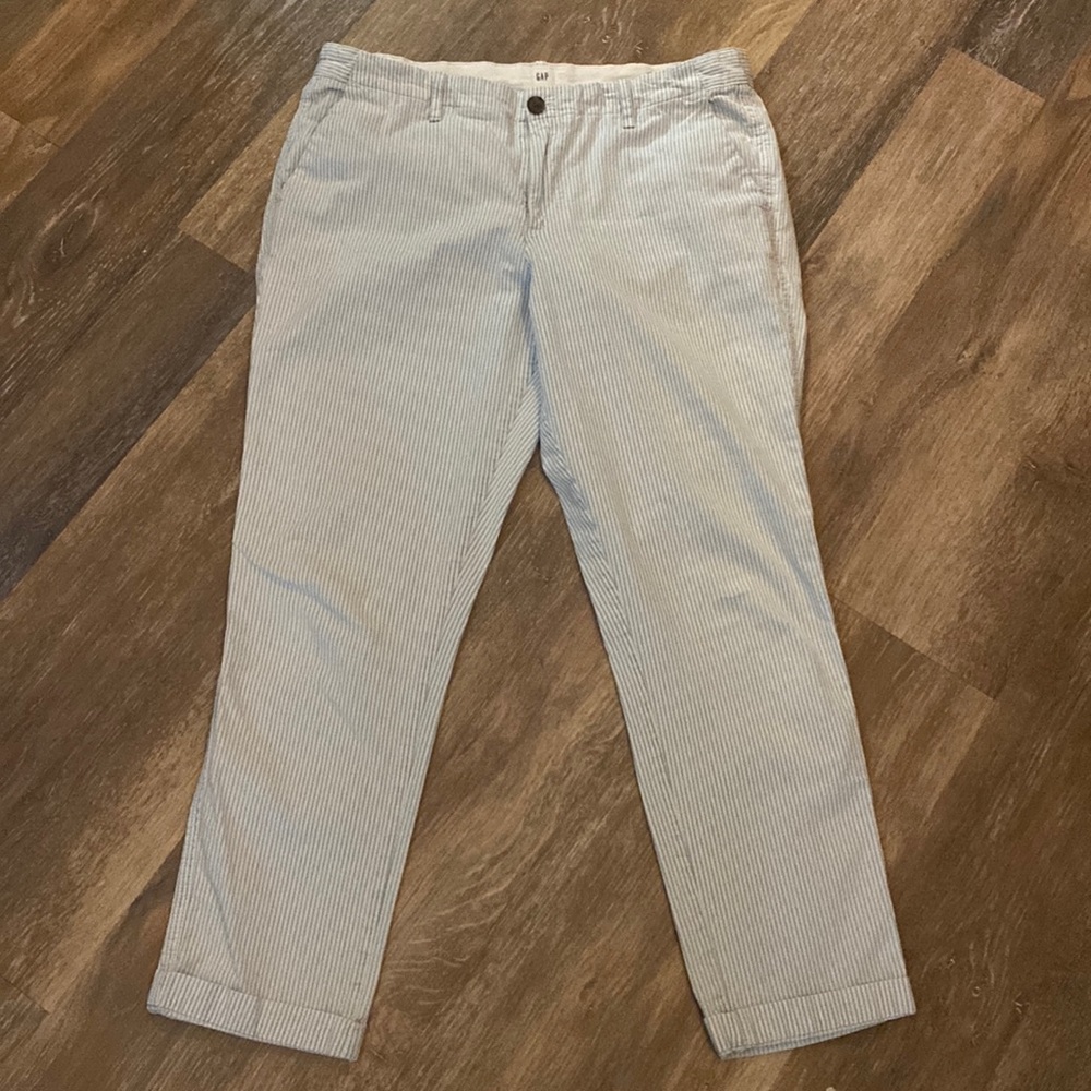 GAP blue/white striped Girlfriend Chinos.